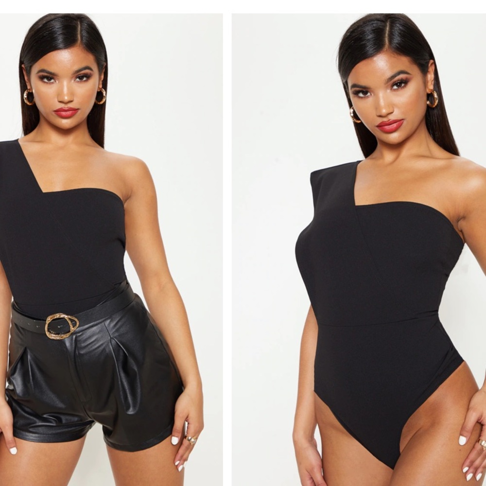 Pretty Little Thing Black One Shoulder Bodysuit
